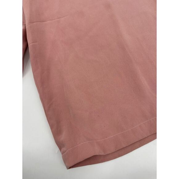 ZZ Vintage Pants Womens Small Blush Pink 100% Silk Wide Leg Stretch Pockets Crop - Picture 11 of 16